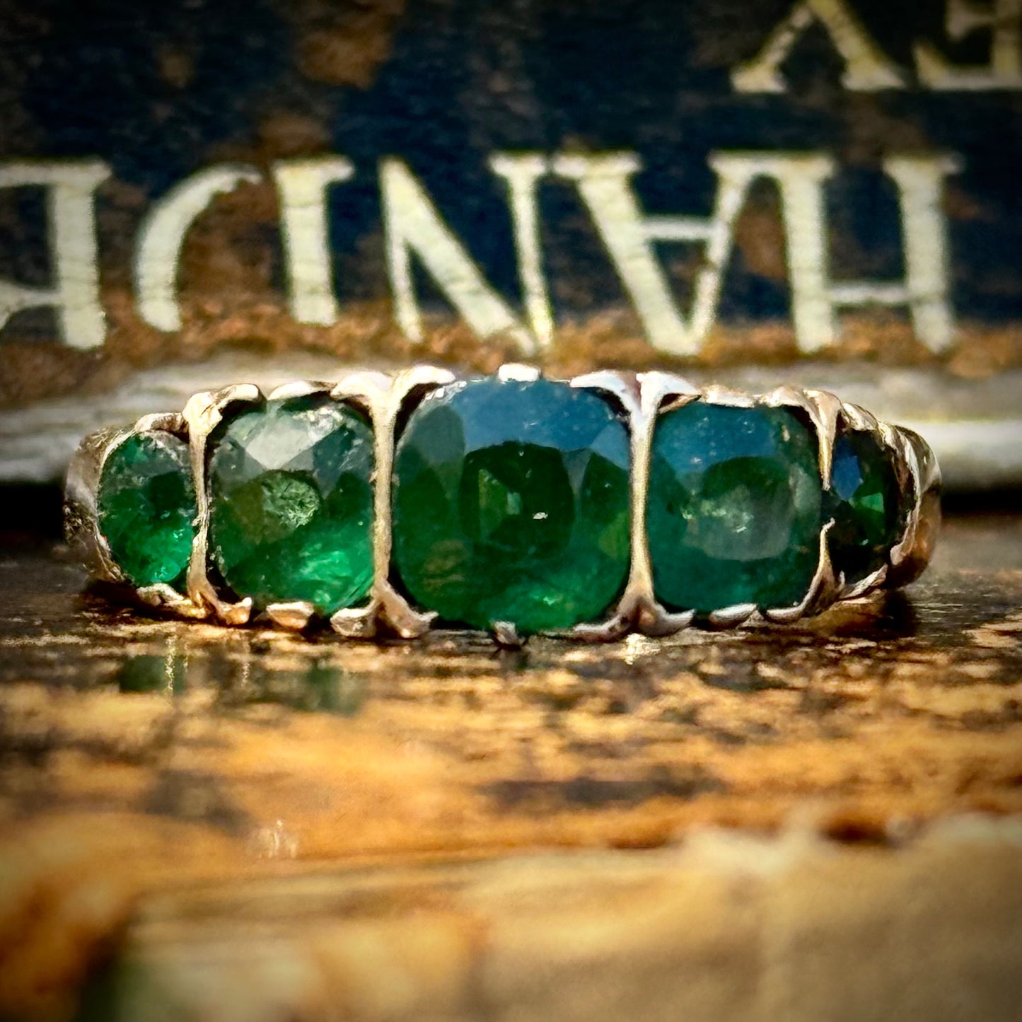 Antique Emerald & Paste Five Stone Ring