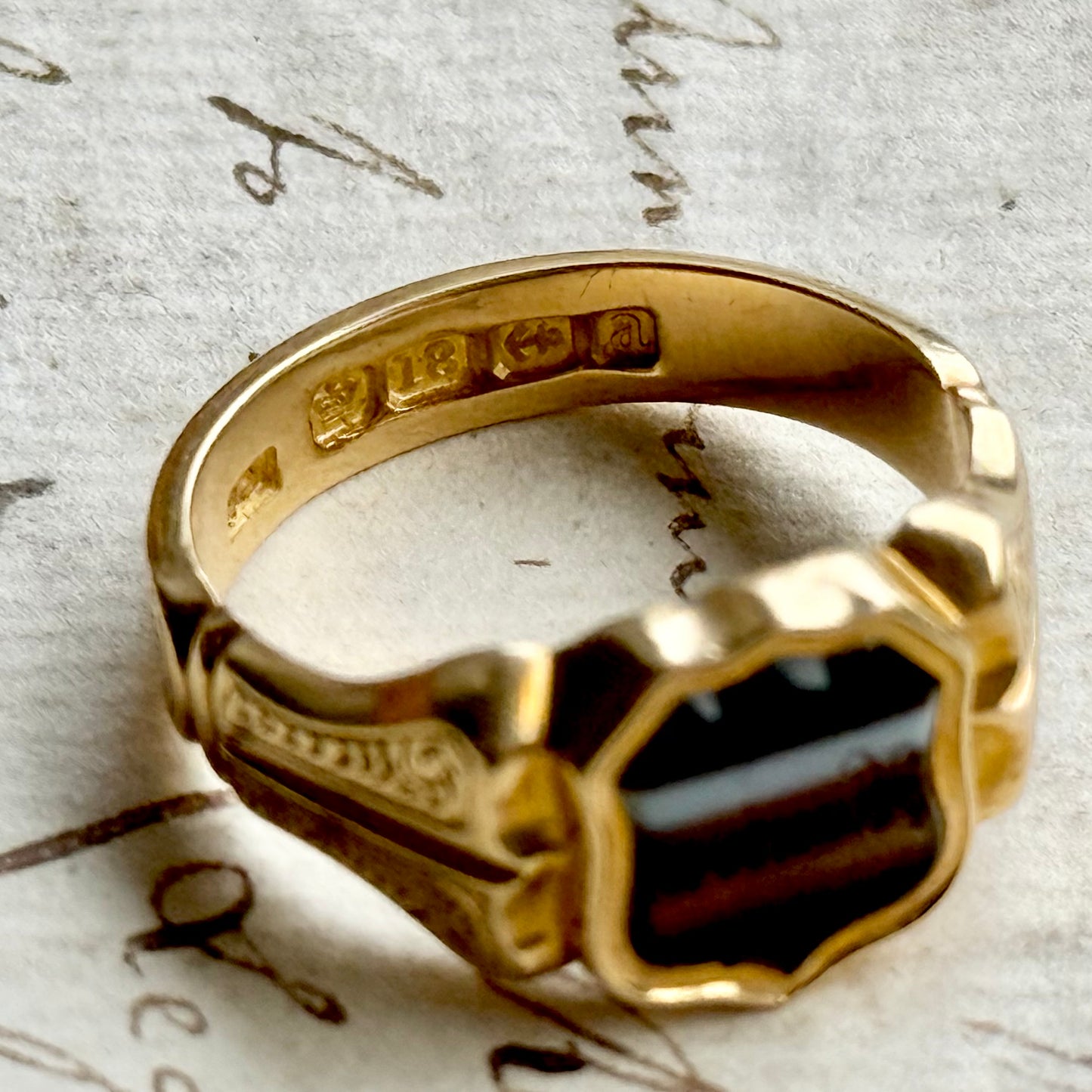 Antique Agate 'Louisa' Intaglio Ring in 18 Carat Gold; Circa 1900