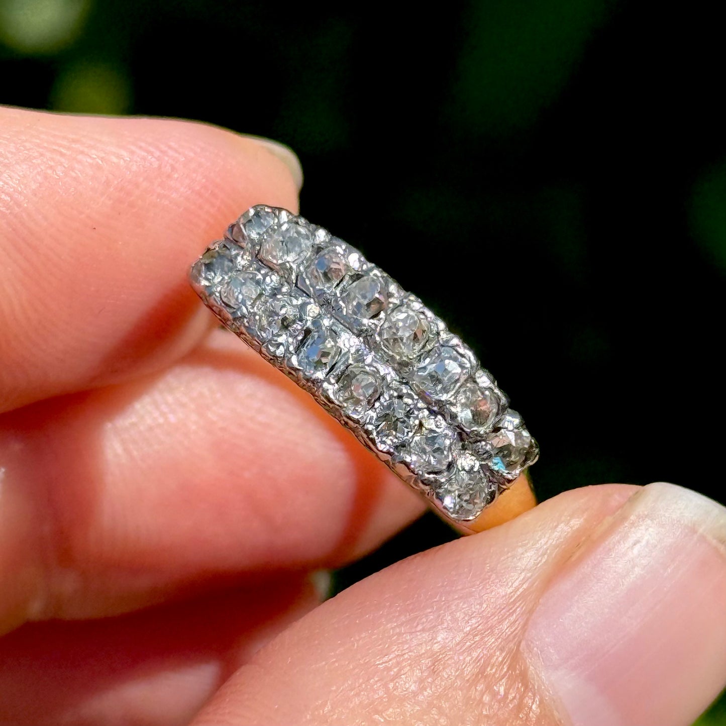 Antique Victorian Double Row Diamond Ring in 15 Carat Gold