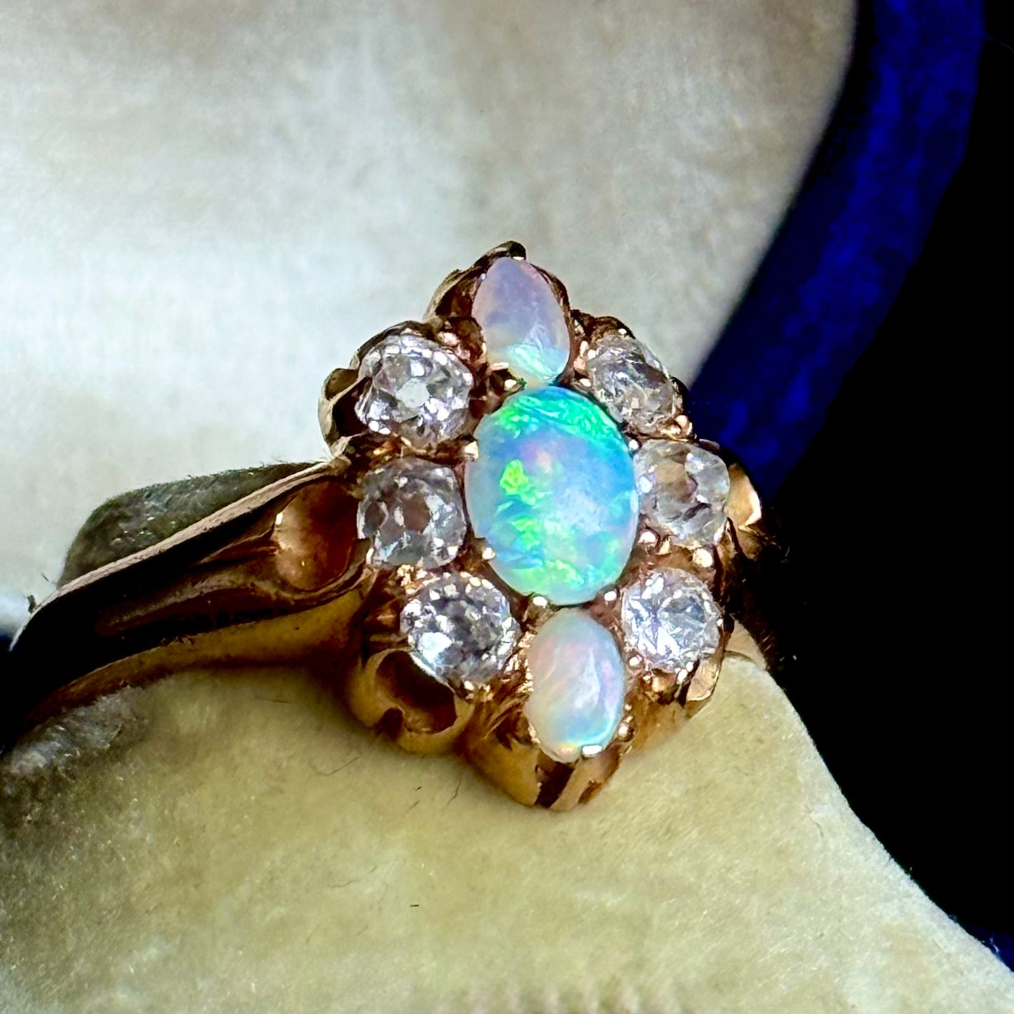 Edwardian Opal and Diamond Ring in 18 Carat Gold; Circa 1900