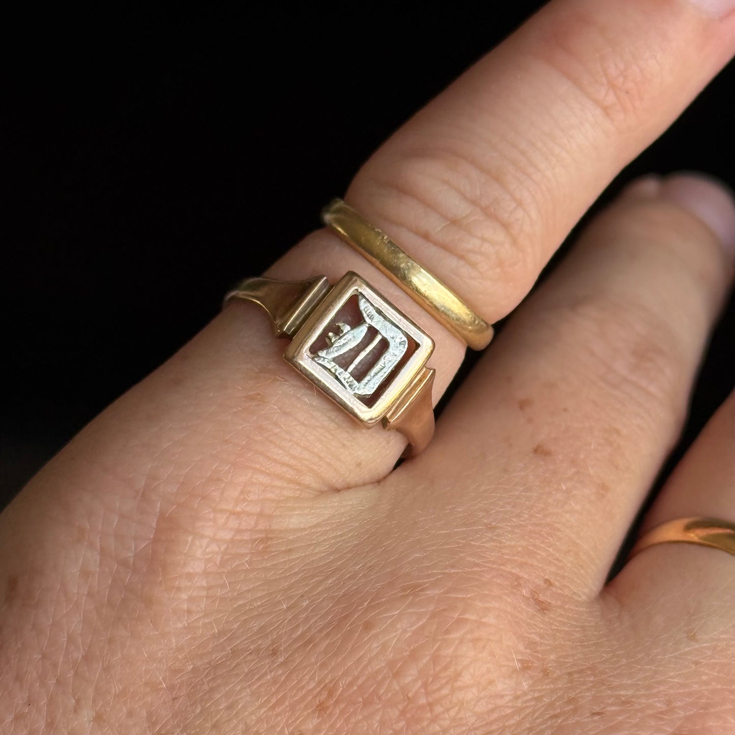 Antique Monogram 'D' Signet Ring; circa 1926