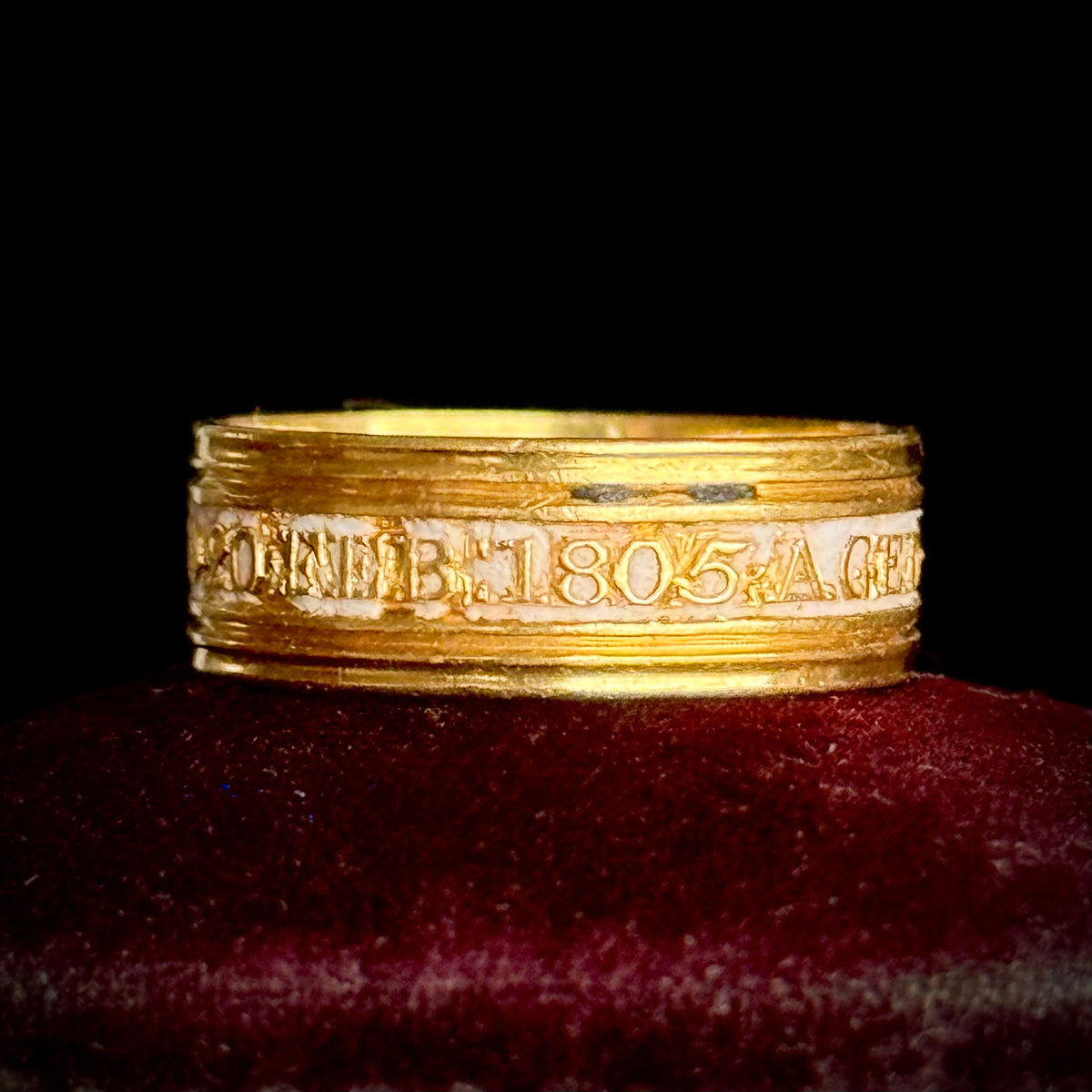 Antique Georgian Mourning Ring 22 Carat Gold; Circa 1805