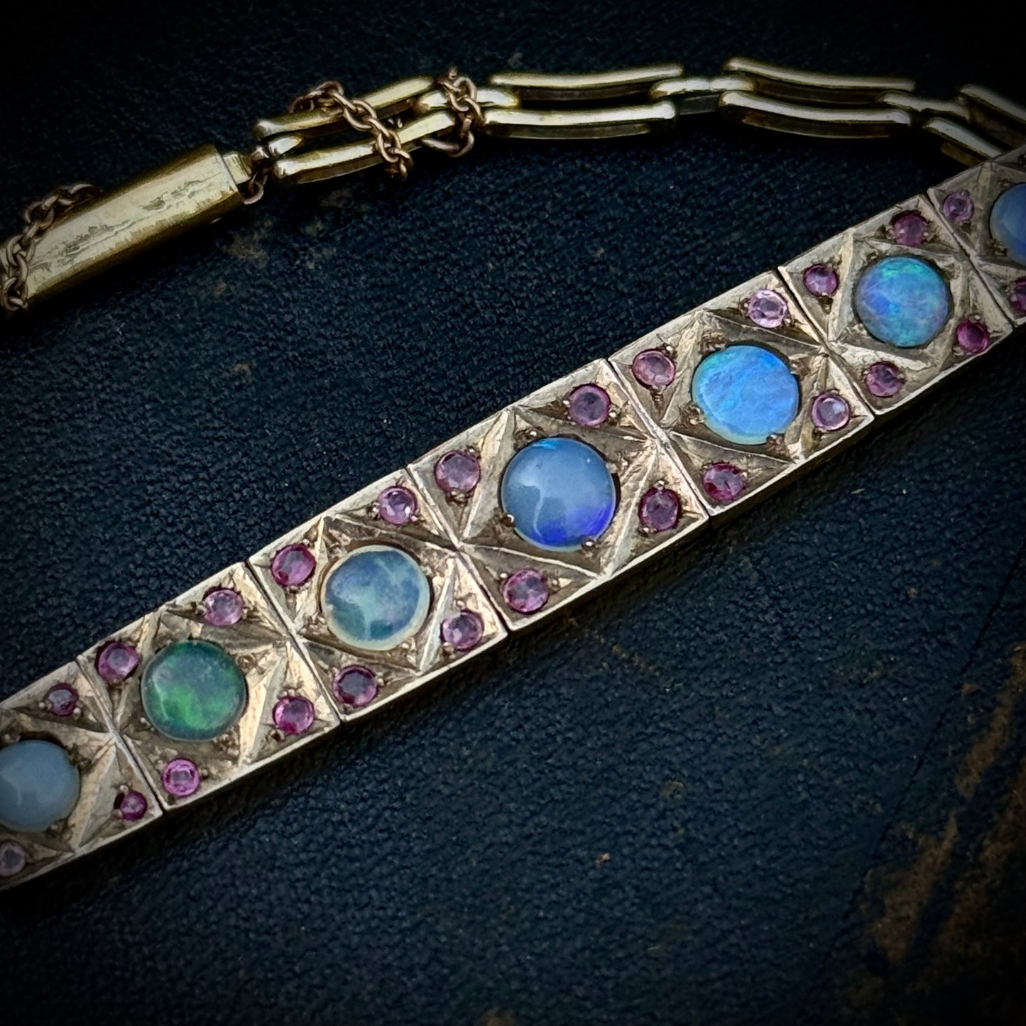 Vintage Opal & Ruby Bracelet in 5 Carat Gold