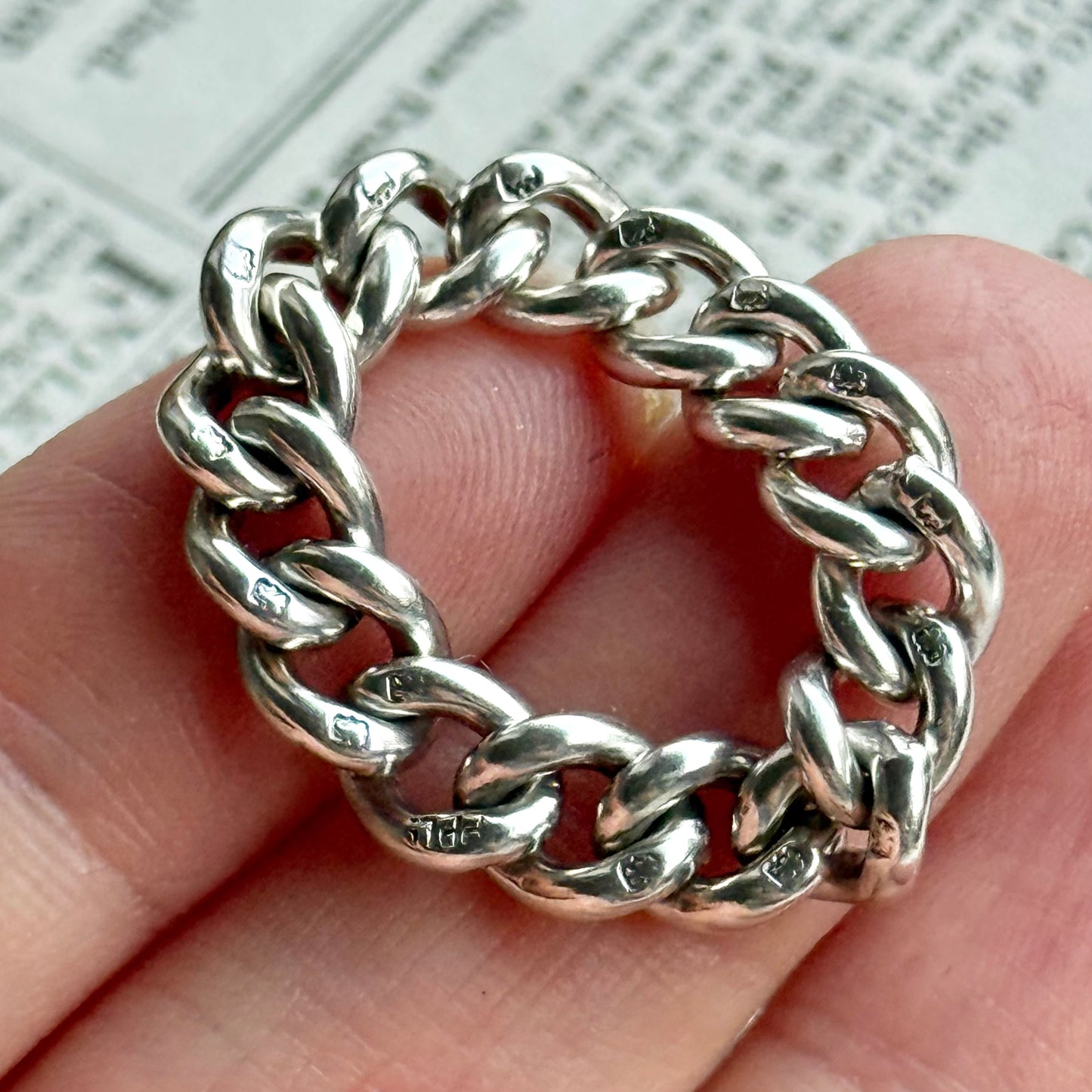 Antique Curb Chain Ring in Sterling Silver -2