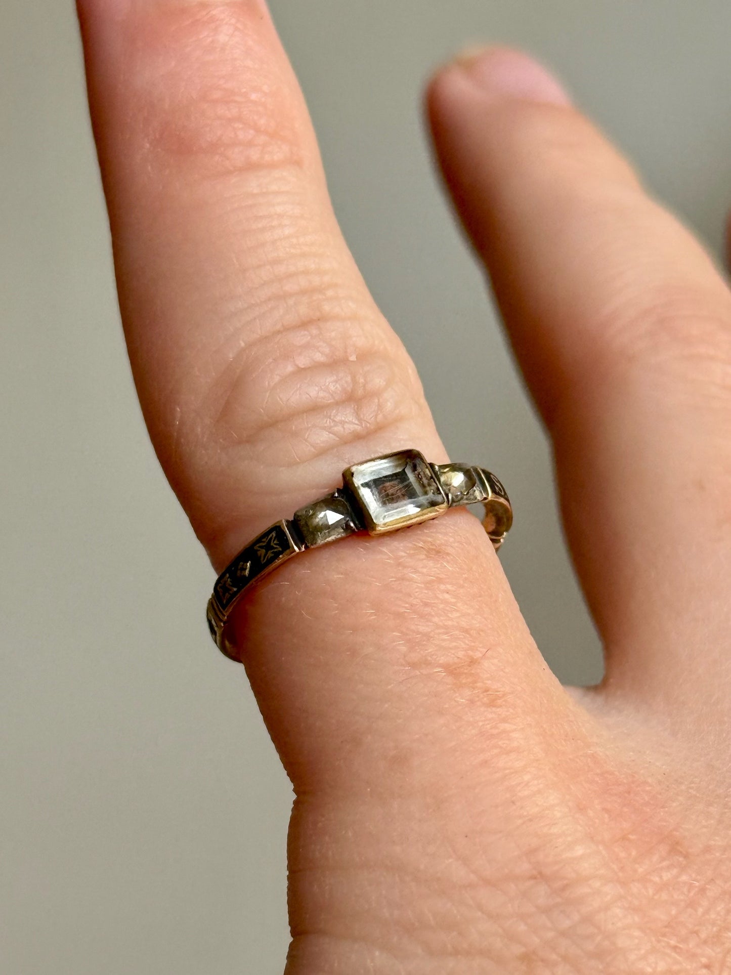 Exceptional Diamond Georgian Mourning Ring; Circa 1750