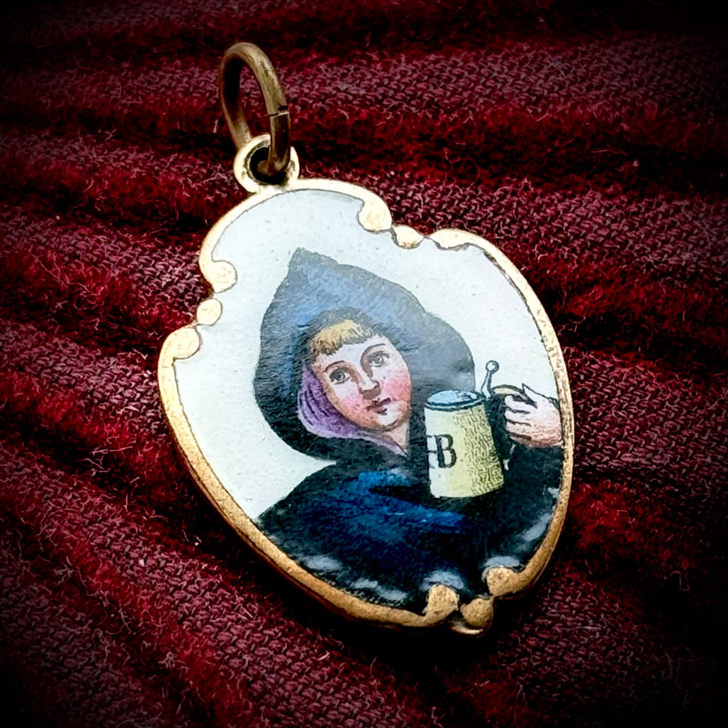 Antique Enamel “Gruss aus München” Souvenir Pendant
