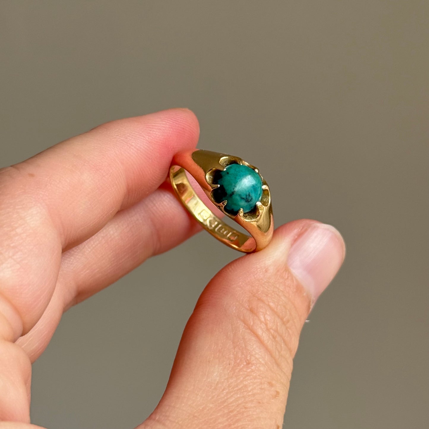 Victorian Turquoise Ring in 18 Carat Gold; Circa 1850