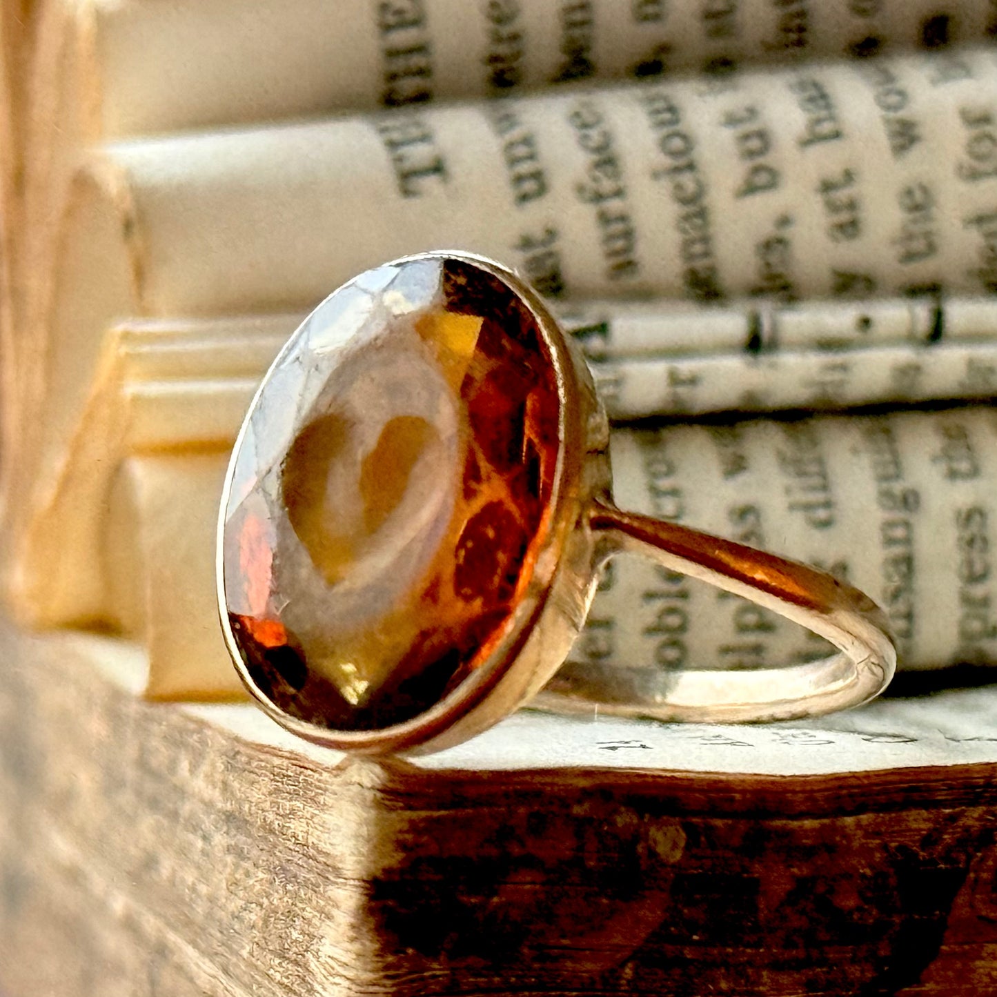 Heart Carved Citrine Ring in 9 Carat Gold