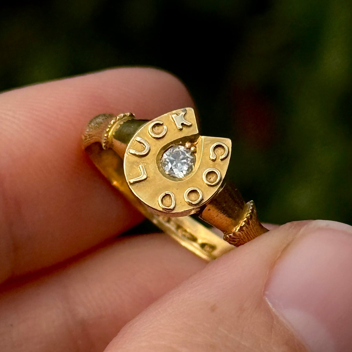 Antique Diamond Lucky Horseshoe Ring in 18 Carat Gold; circa 1884