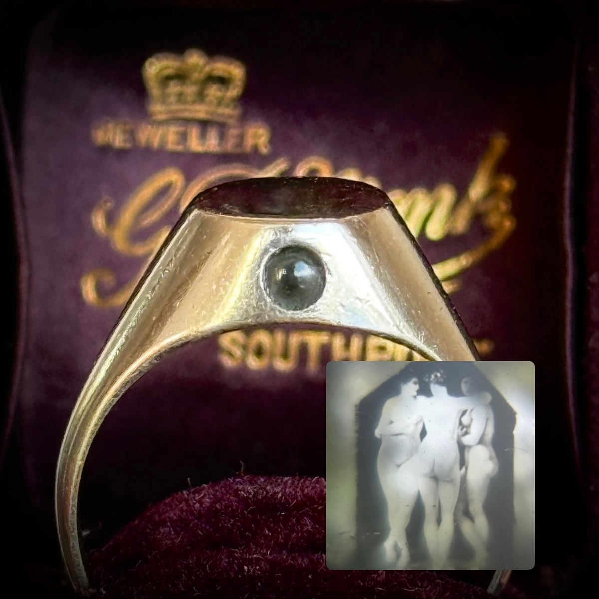 Antique Silver Stanhope Signet Ring; Circa 1910