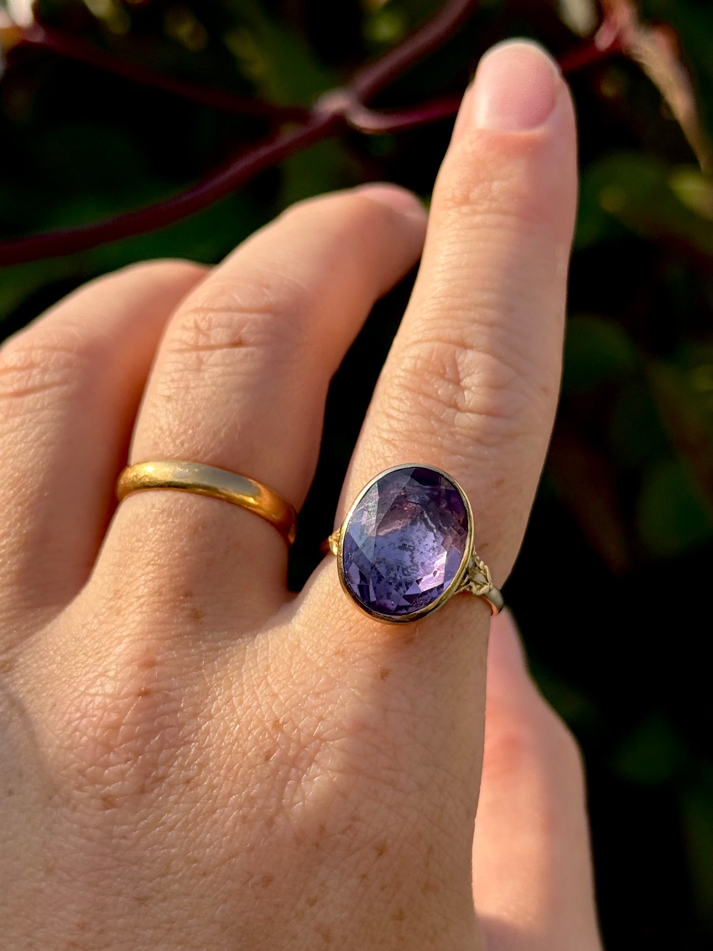 Substantial Foiled Amethyst Ring in 9 Carat Gold