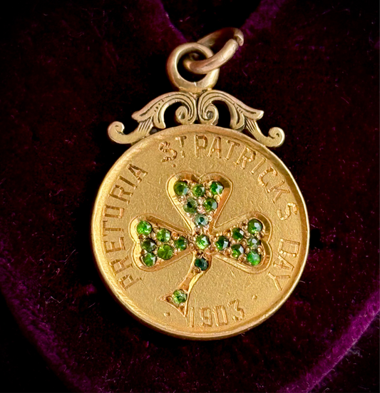 Antique Edwardian St Patrick's Day Pendant in 14 Carat Gold; Circa 1903