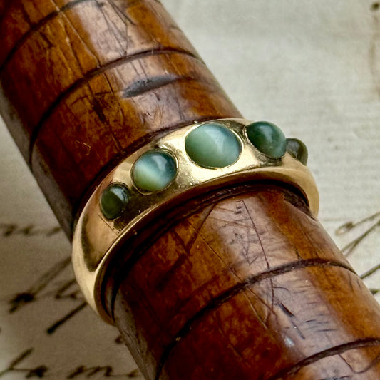 Victorian Chrysoberyl Gypsy Ring in 18 Carat Gold; Circa 1880