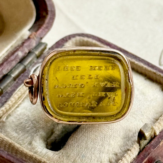 Georgian Mourning Intaglio Pendant in 9 Carat Gold; Circa 1840