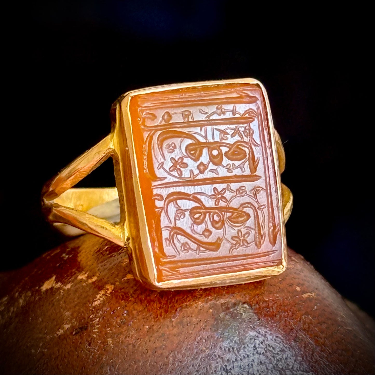 Antique Victorian Carnelian Arabic Intaglio; Circa 1880