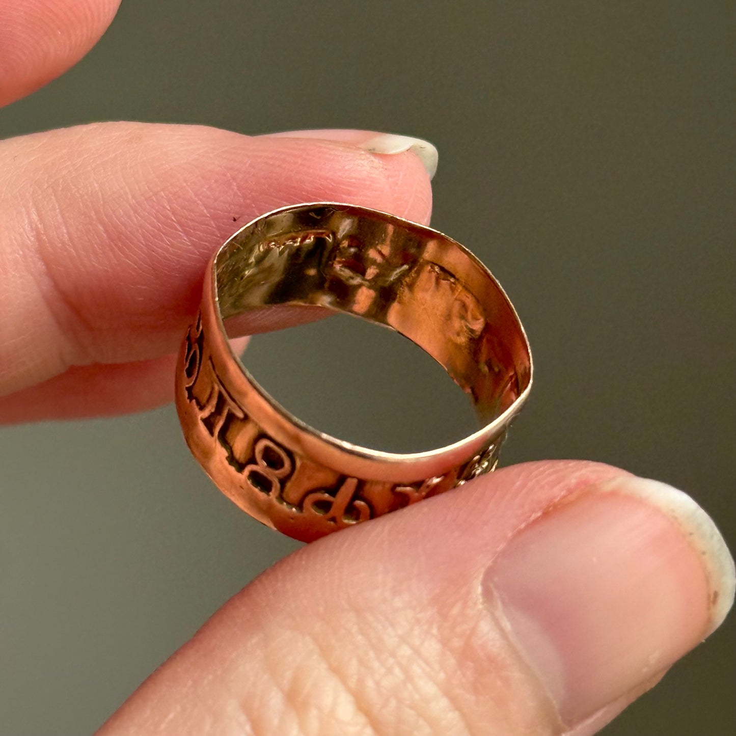 Antique Georgian Zodiac Ring in 9 Carat Gold; Circa 1800
