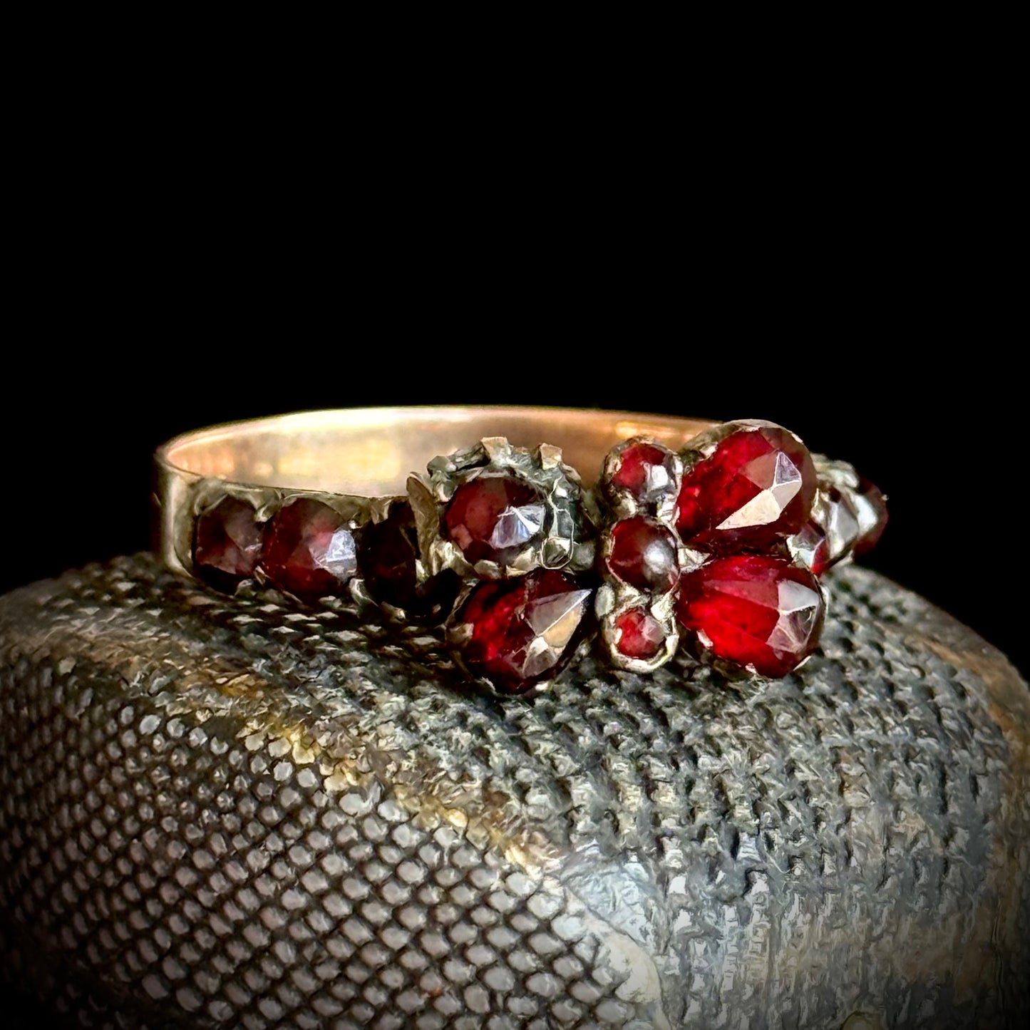 Antique Victorian Garnet Butterfly Ring; Circa 1860