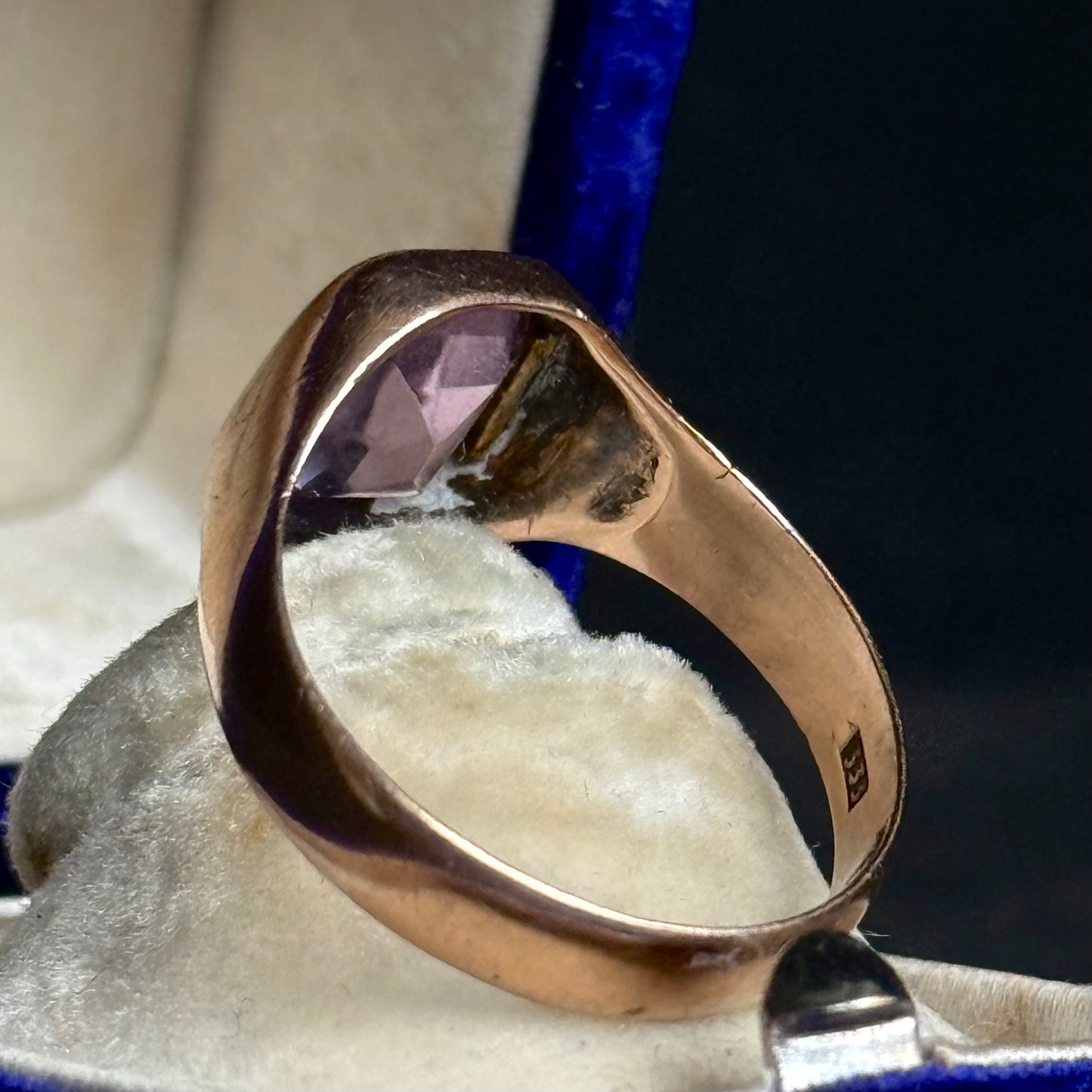 Antique Victorian Amethyst Ring in 8 Carat Gold; Circa 1890