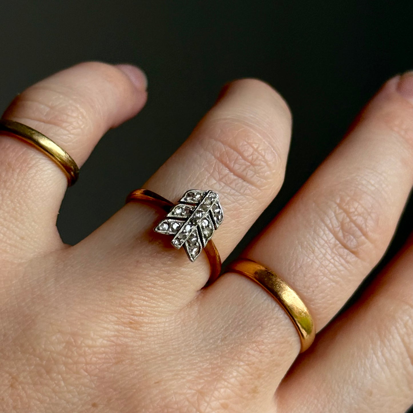 Antique Victorian Diamond Arrow Ring in 18 Carat Gold; Circa 1890