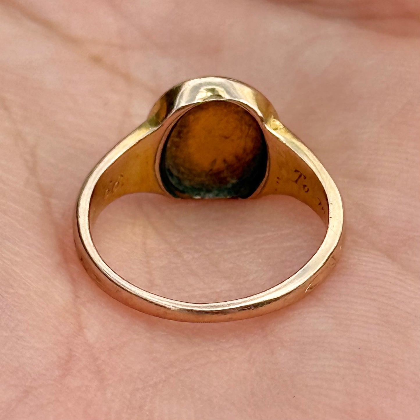 Antique Victorian Forget me Not Mourning Ring; Circa 1856