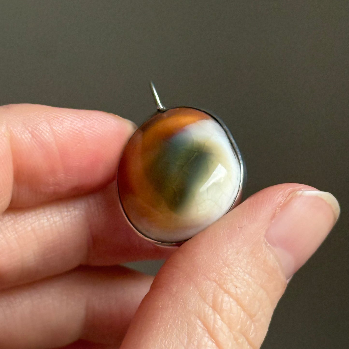 Victorian Operculum Pendant in Silver; Circa 1890