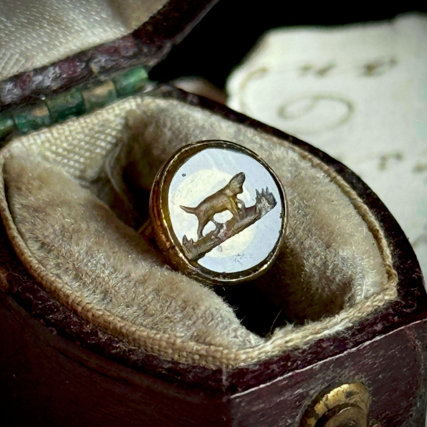 Antique Victorian Dog Intaglio Fob Pendant