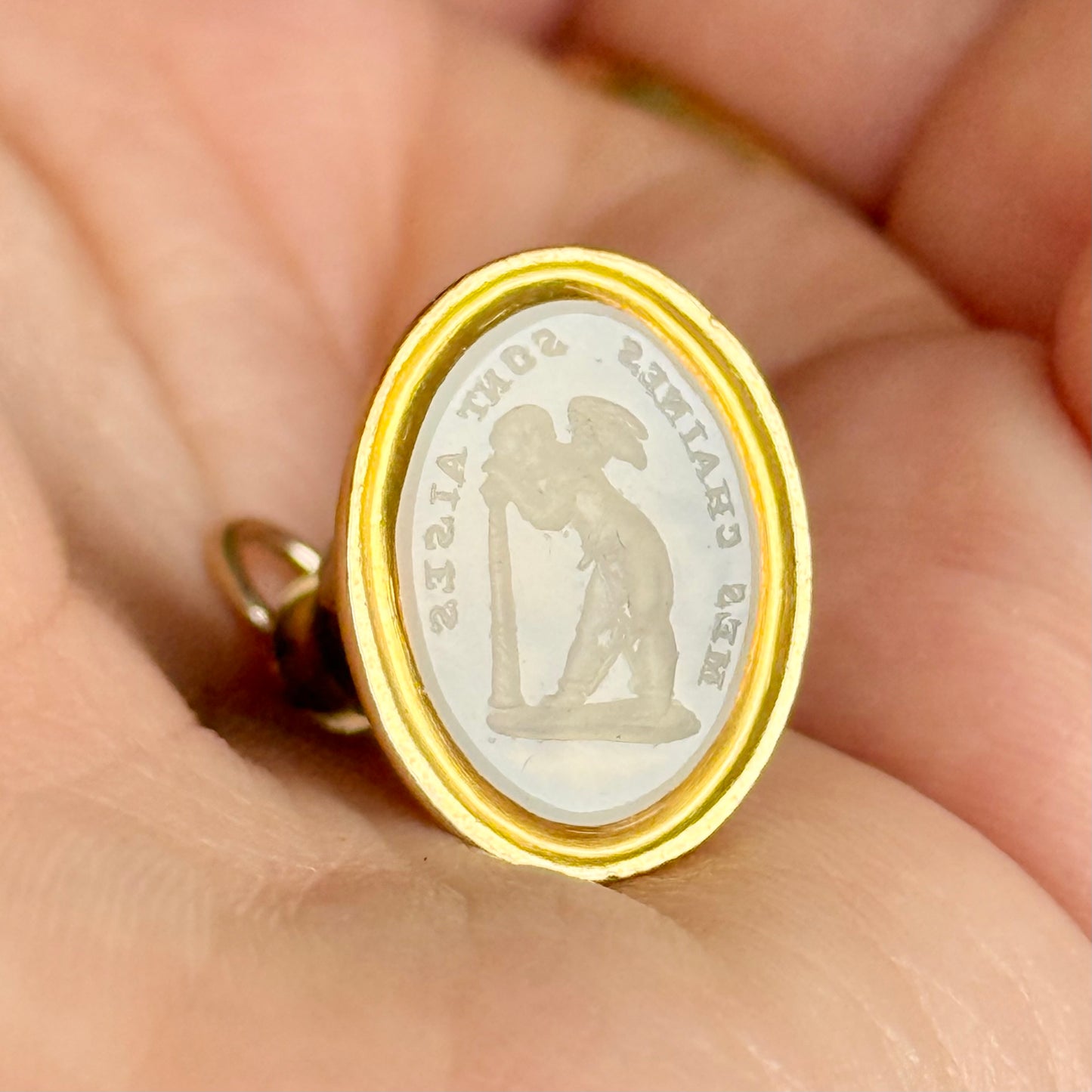 Antique Cherub Sentimental Intaglio Pendant