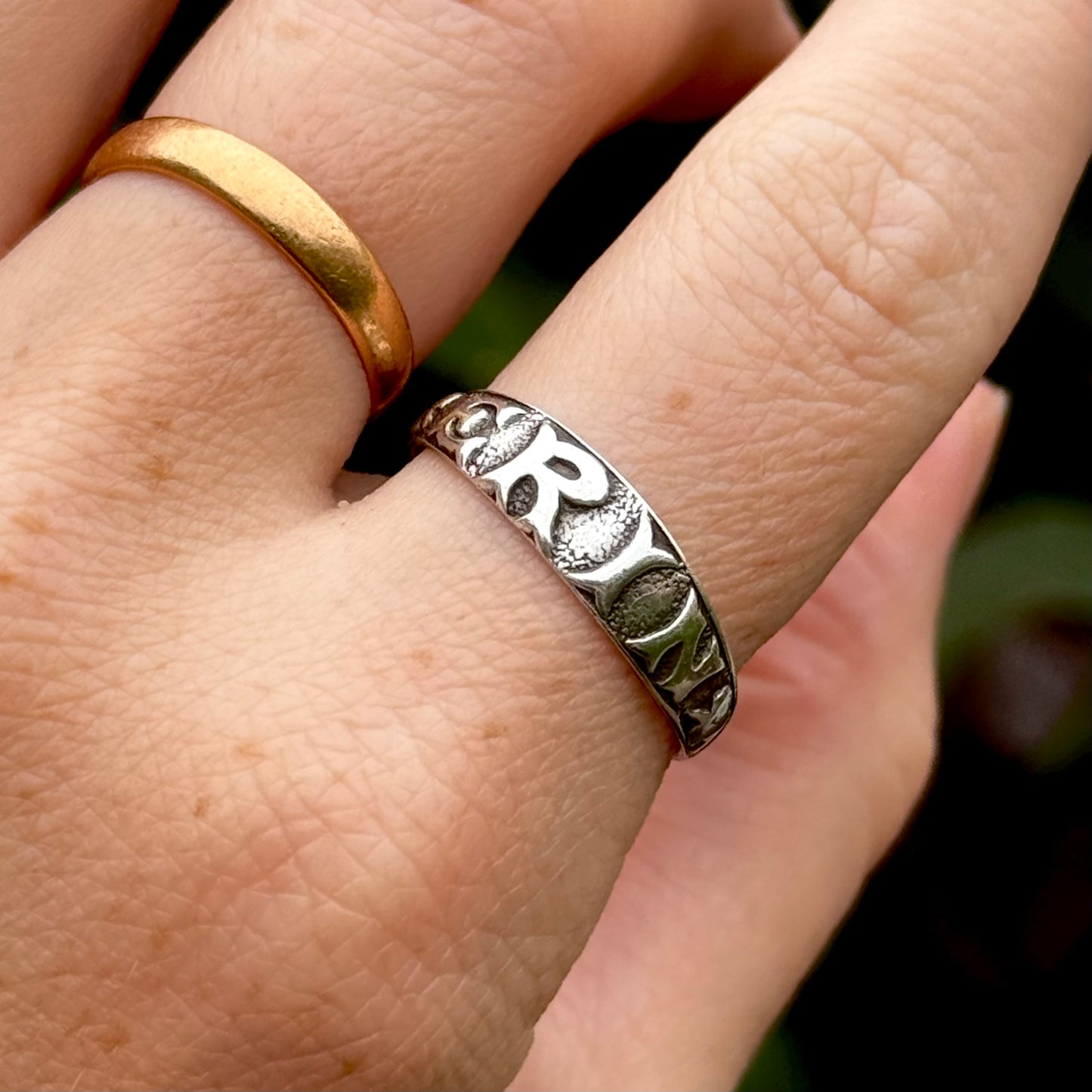 Edwardian ‘ERIN' Ring in Sterling Silver; Circa 1909