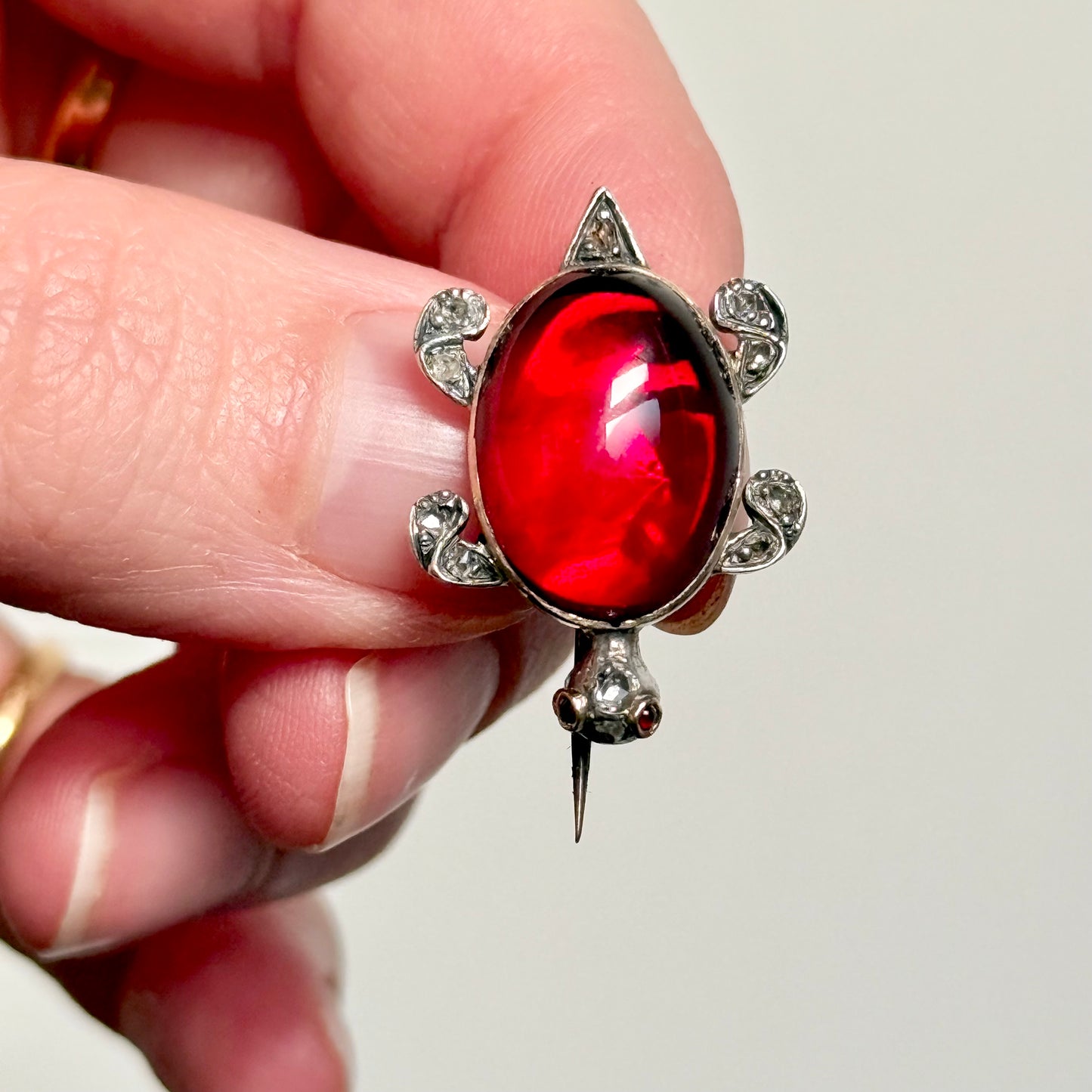 Early Victorian Garnet & Diamond Turtle Brooch