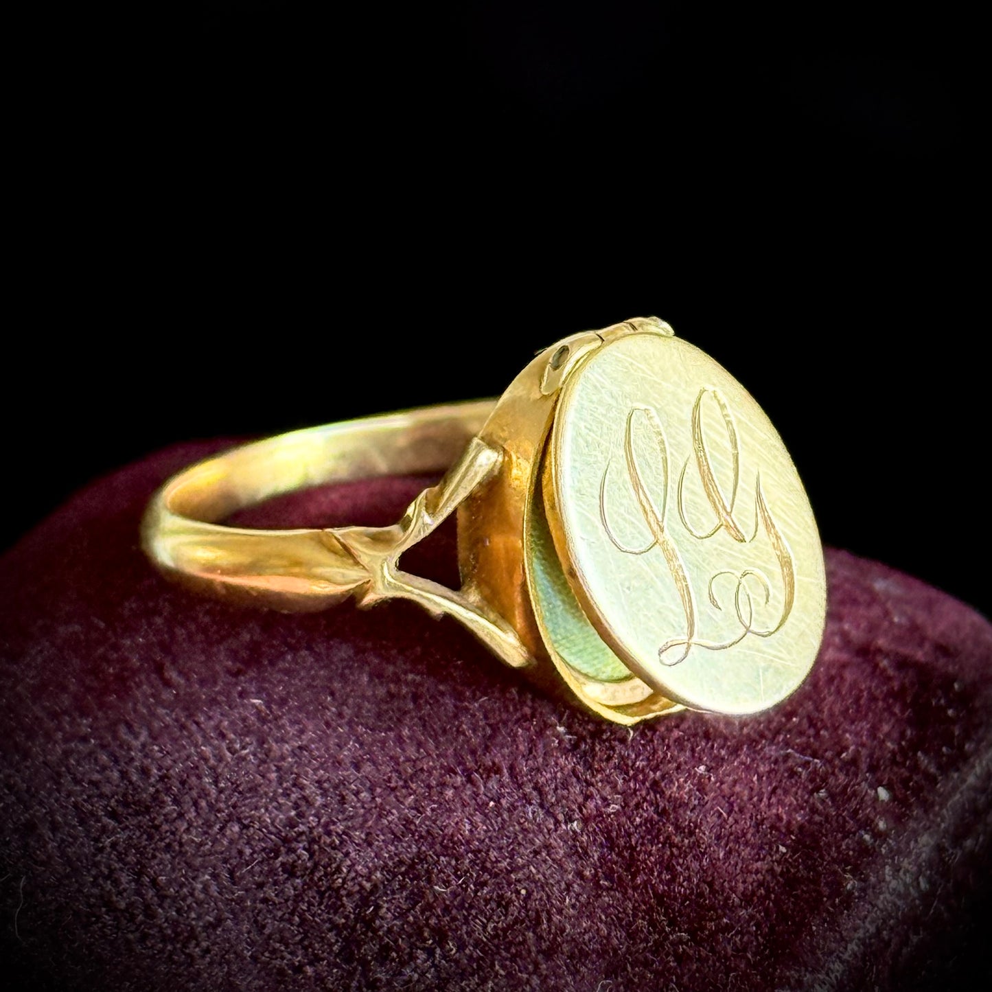 Antique Monogram Locket Ring; Circa 1890