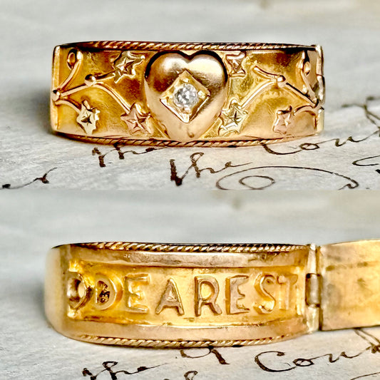 Edwardian Diamond "DEAREST" Locket Ring in 18 Carat Gold