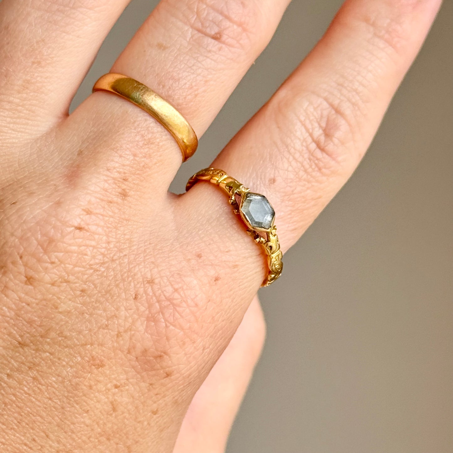 Georgian Stuart Crystal Ring in 18 Carat Gold; circa 1750