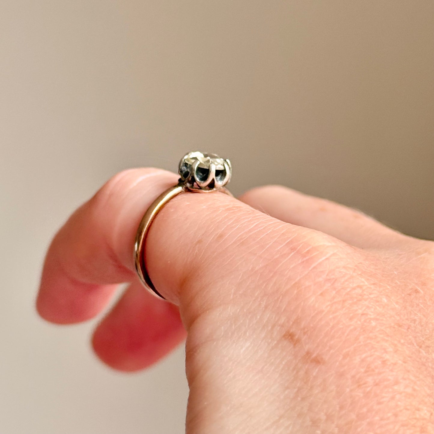 Georgian Rose Cut Diamond Ring in 9 Carat Rose Gold