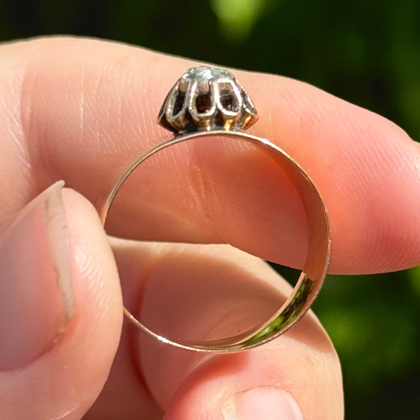 Antique Dutch Pear Rose Cut Diamond Ring in 14 Carat gold