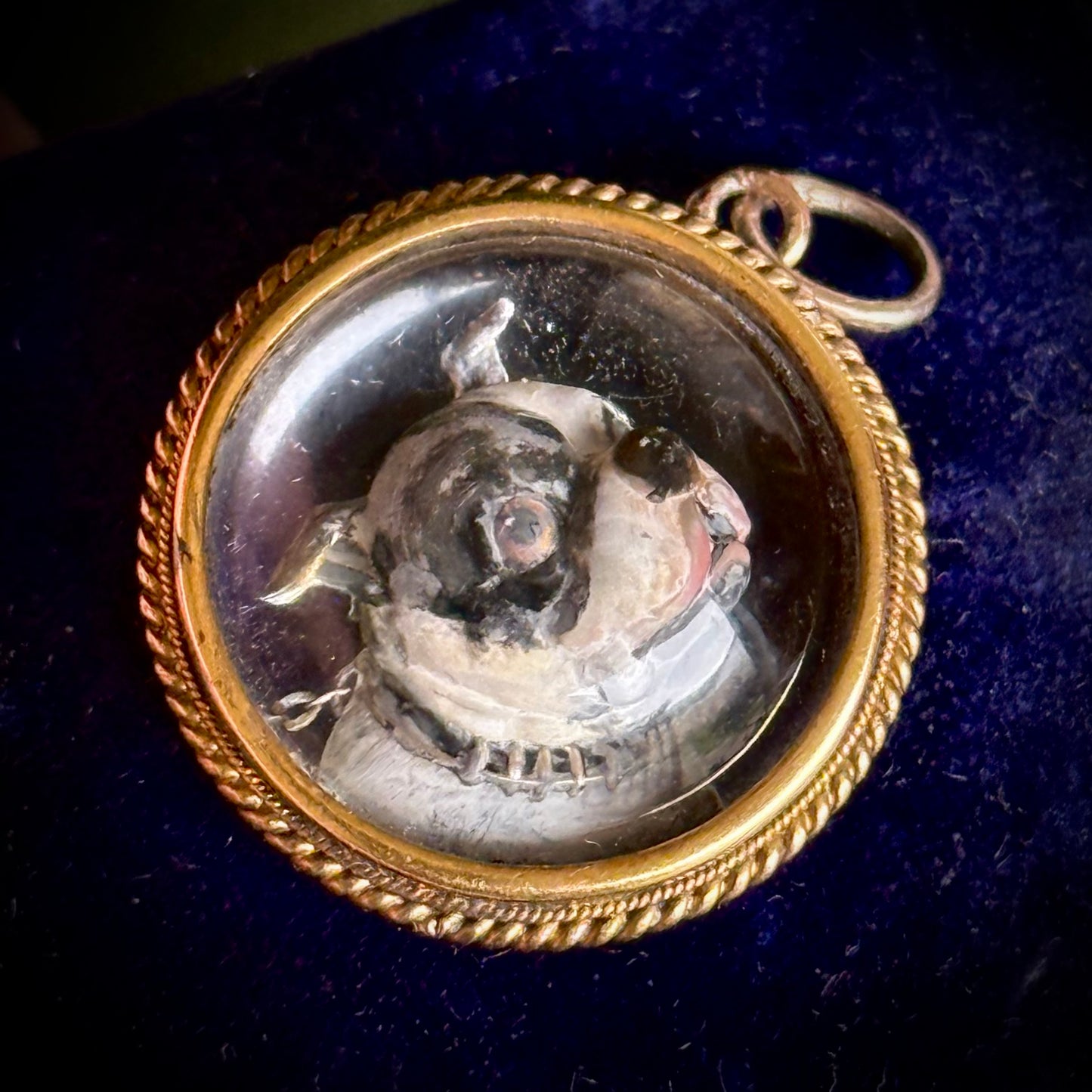 Victorian Dog Essex Crystal Pendant in 9 Carat Gold