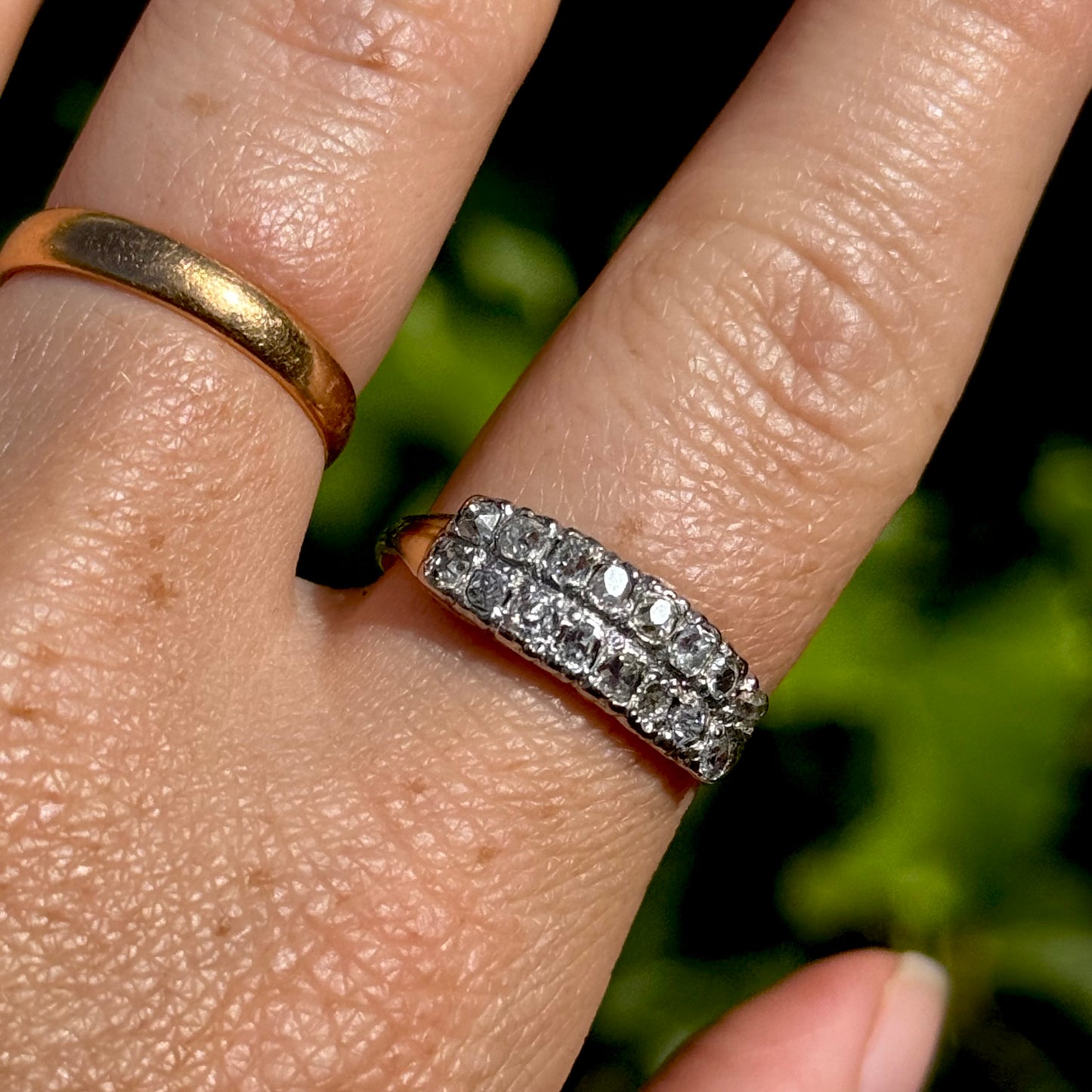 Antique Victorian Double Row Diamond Ring in 15 Carat Gold