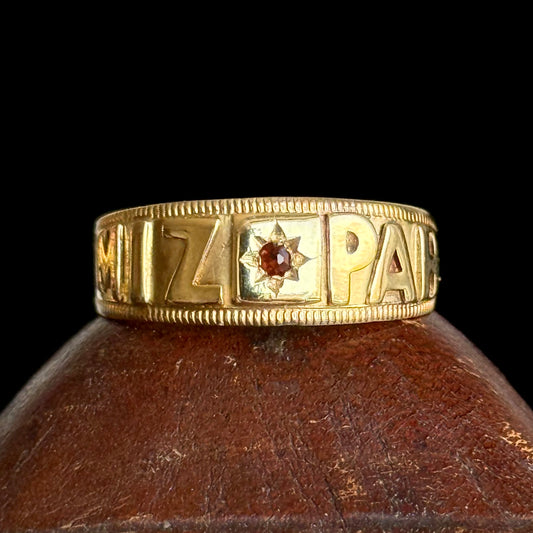 Antique Victorian Garnet Mizpah Ring