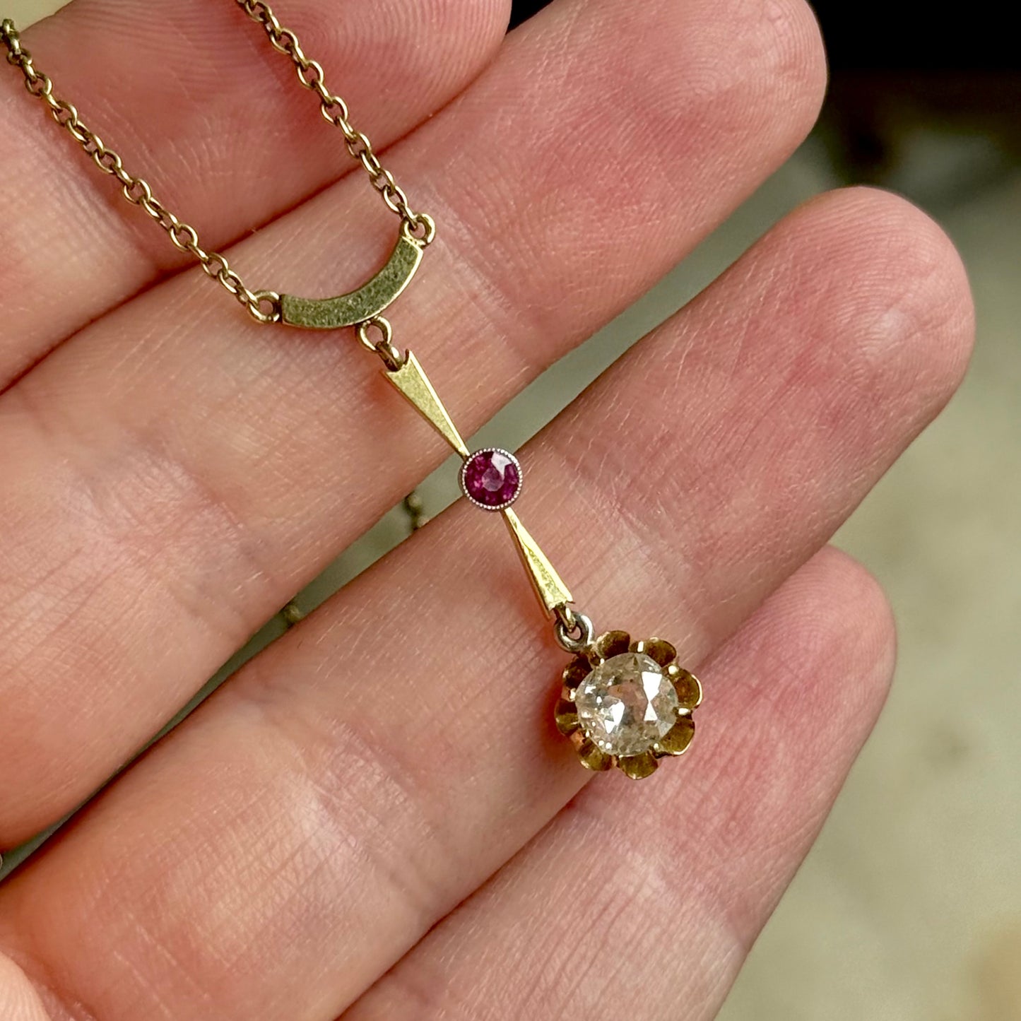 Late Victorian Ruby & Diamond Pendant; Circa 1900