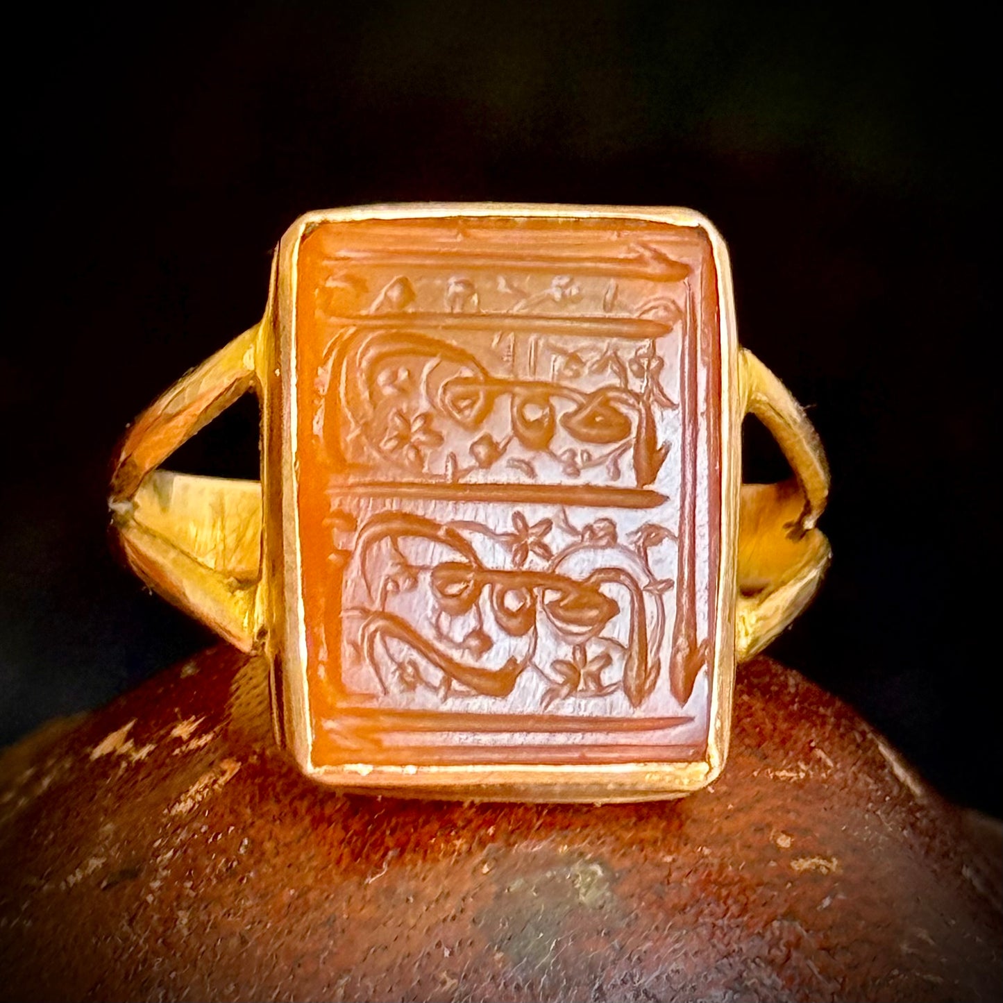 Antique Victorian Carnelian Arabic Intaglio; Circa 1880