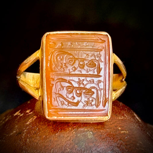 Antique Victorian Carnelian Arabic Intaglio; Circa 1880