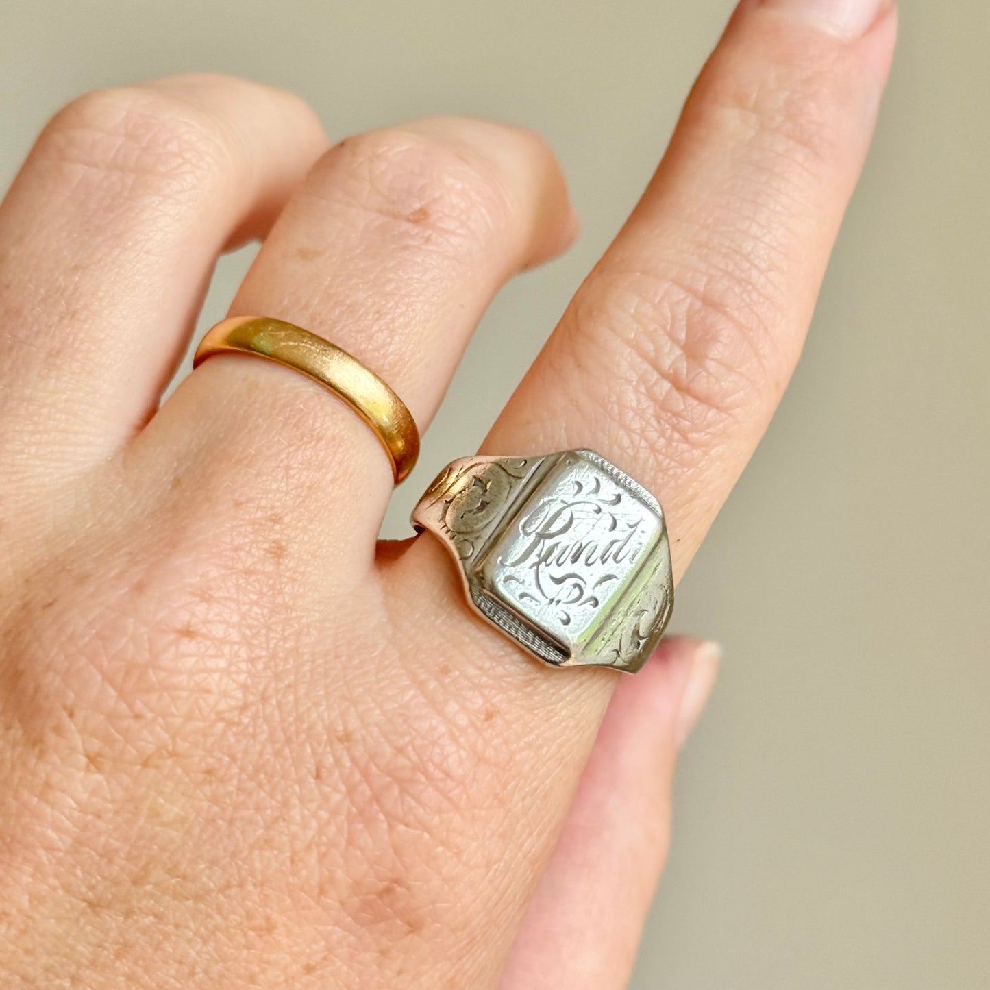 Antique Randi Signet Ring in Sterling Silver