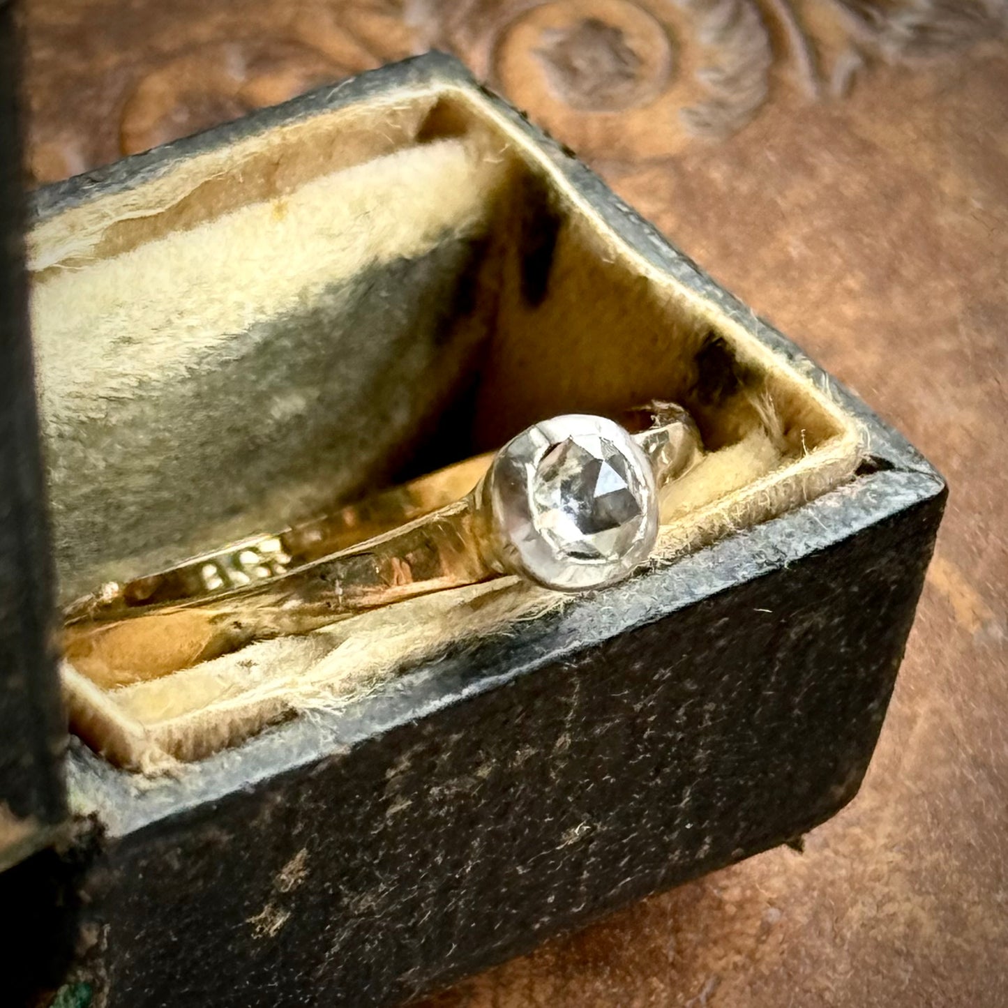 Vintage Rose Cut Solitaire Ring in 9 Carat Gold