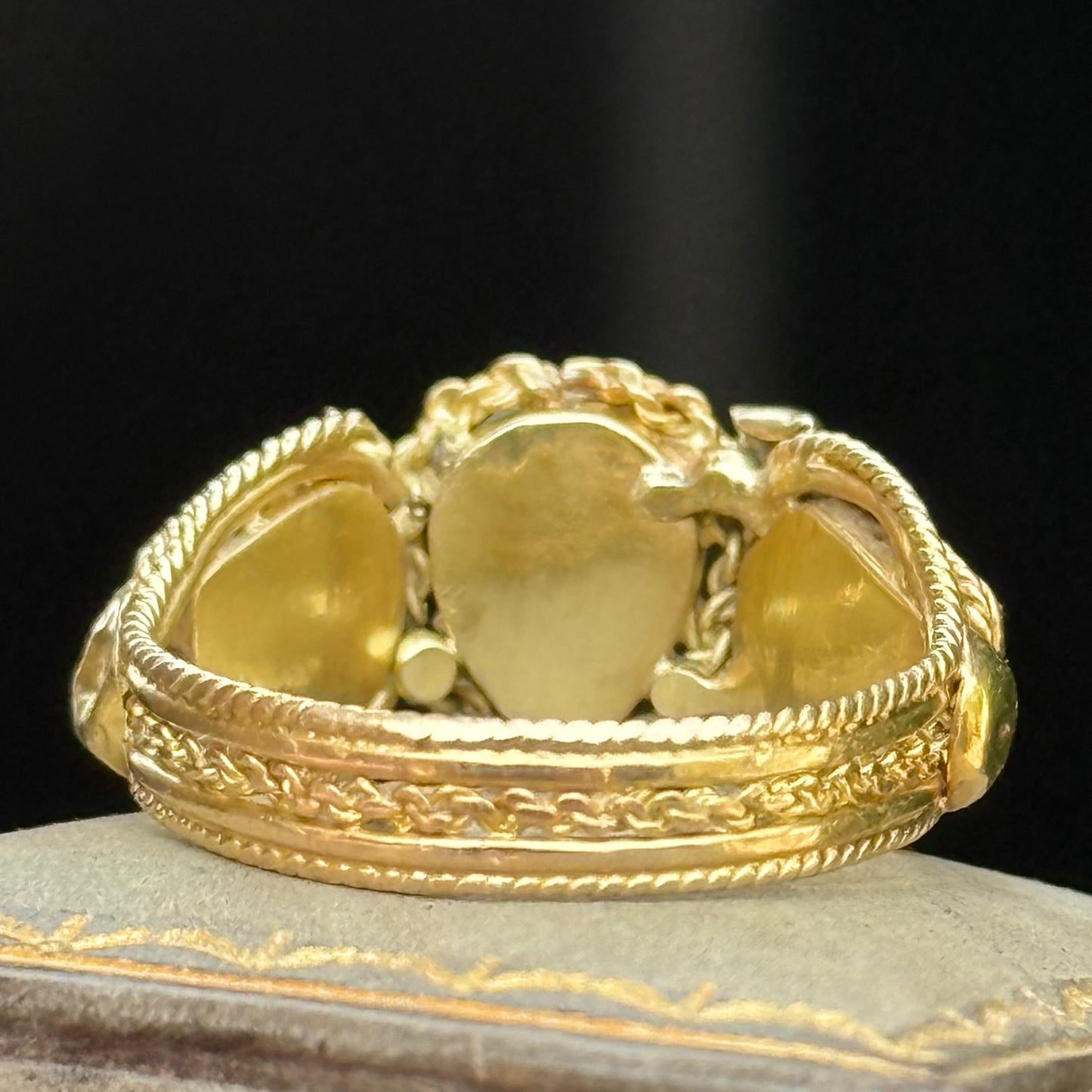 Late Georgian Cannetille Topaz Trilogy Ring; Circa 1820