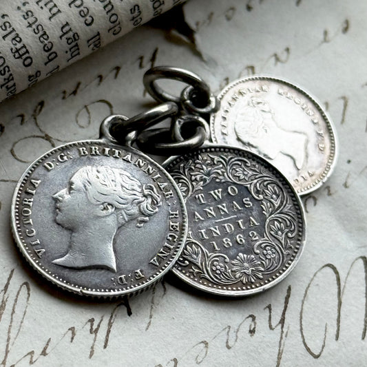 Antique Victorian Love Token Trio Pendants; Circa 1842