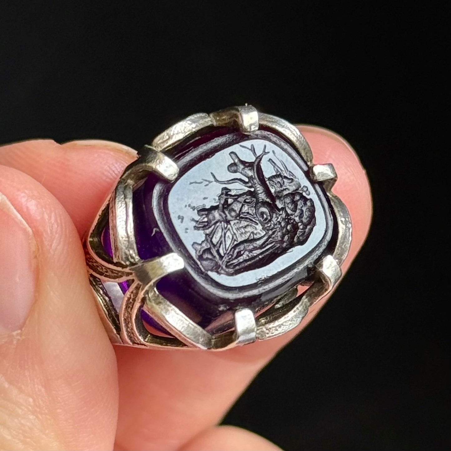 Substantial Vintage Intaglio Ring in Silver
