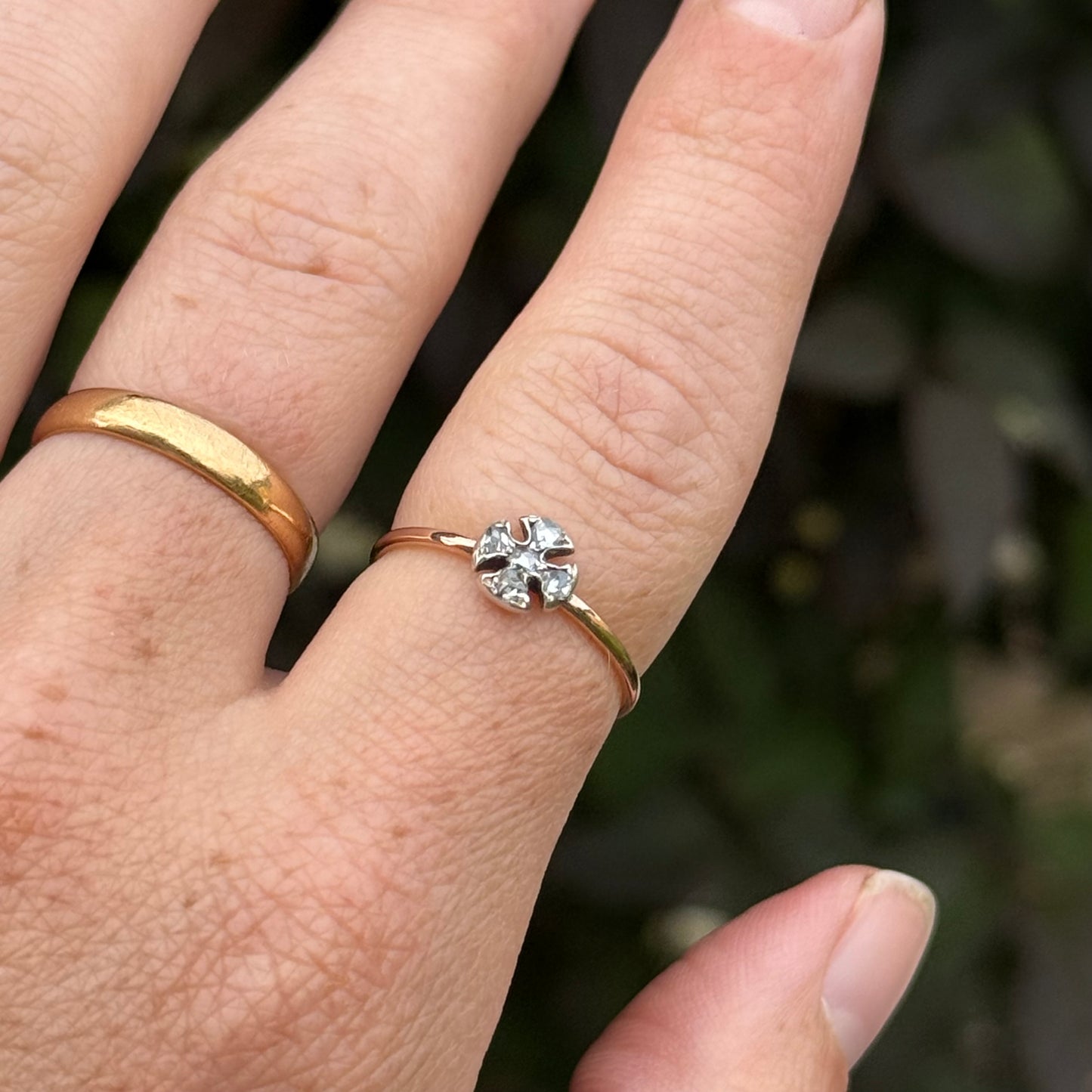 Antique Old Cut Diamond Cross Ring