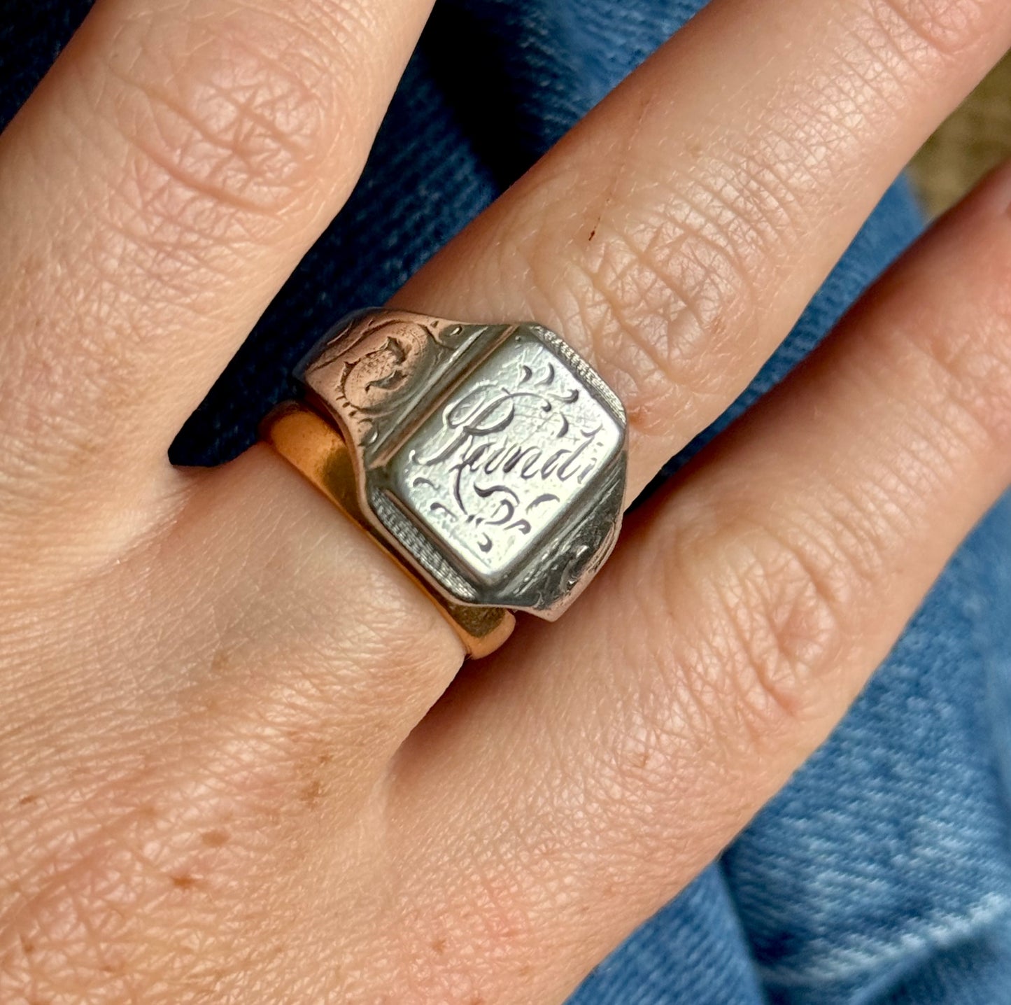 Antique Randi Signet Ring in Sterling Silver