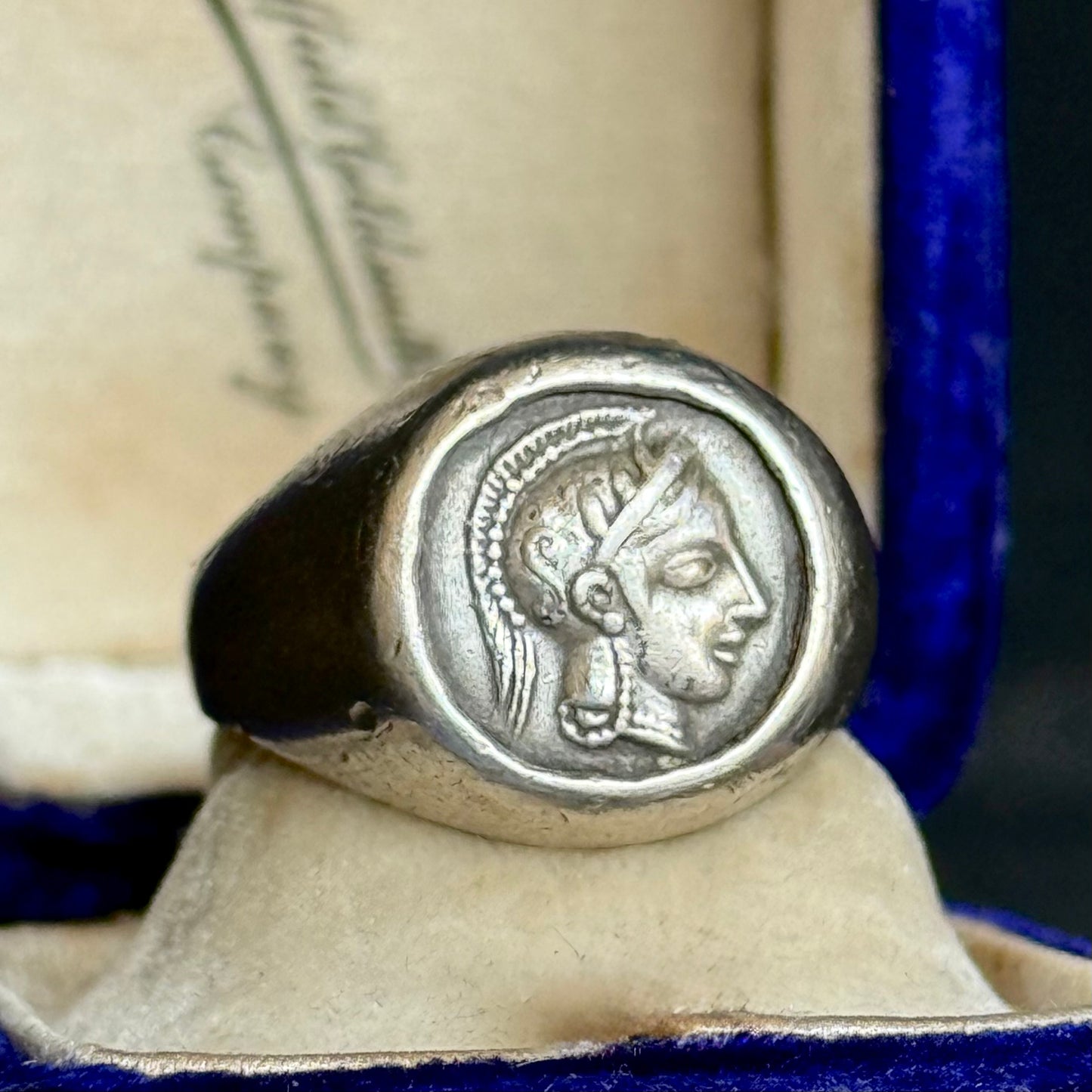 Vintage Silver Athenian Tetradrachm Ring; Circa 1890
