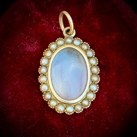 Antique Victorian Pearl Locket Pendant in 9 Carat Gold