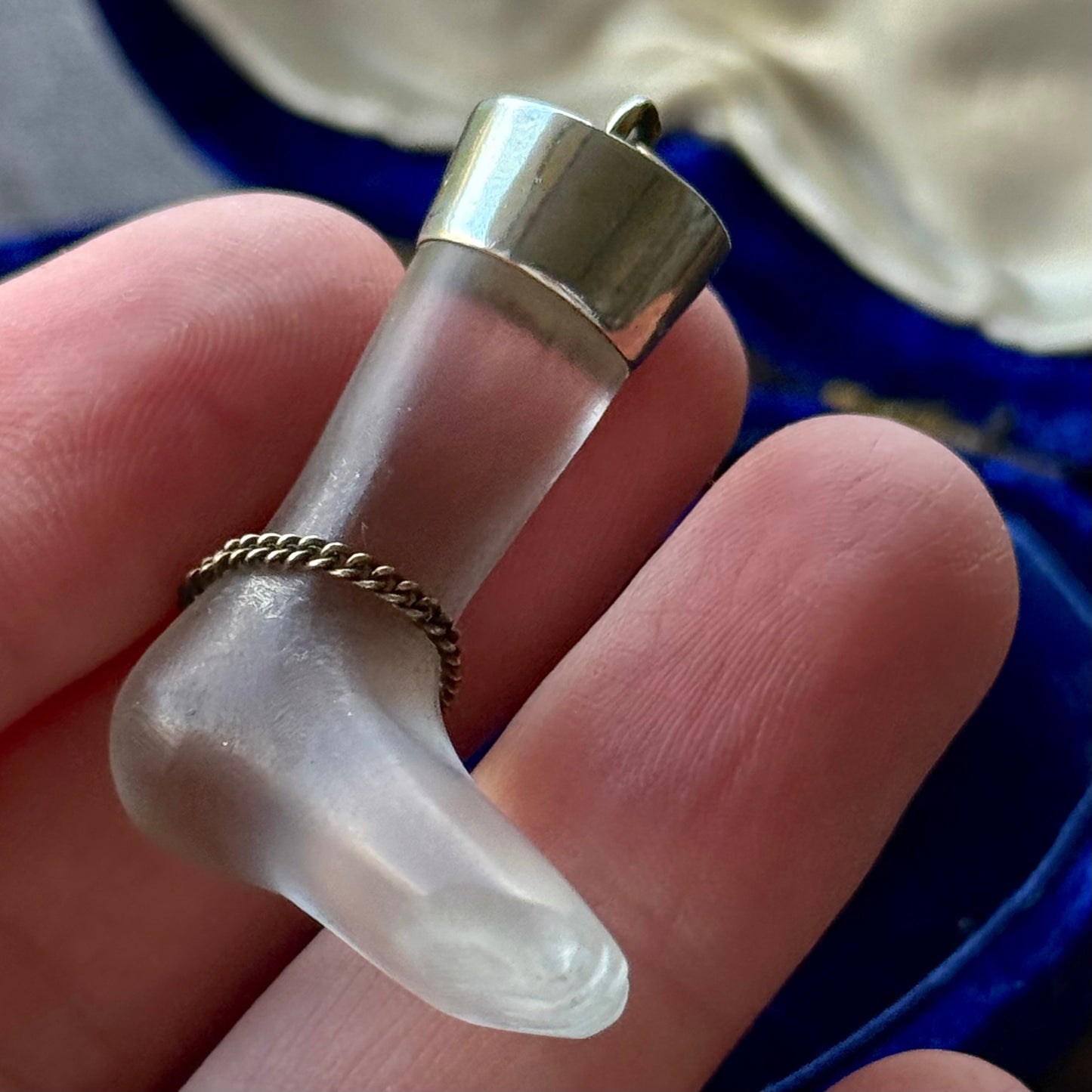 Antique Rock Crystal Foot Charm Pendant in Silver